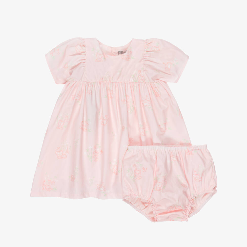 KENZO KIDS-Pink Garden Print Dress Set | Childrensalon Outlet