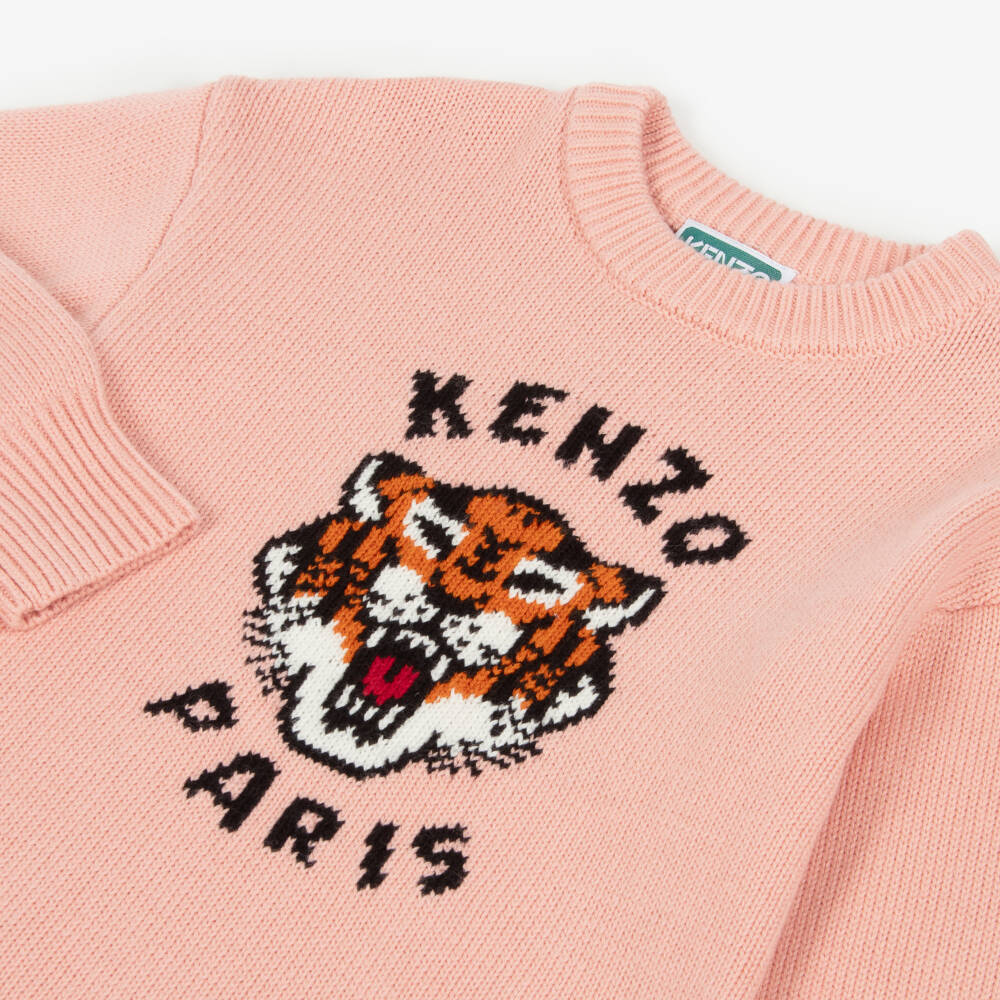KENZO KIDS-Pink Knitted Tiger Dress | Childrensalon Outlet