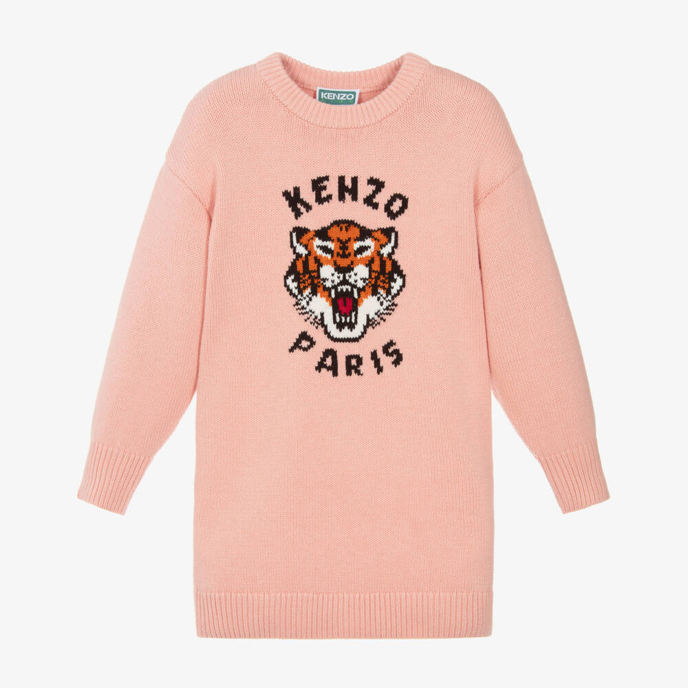 KENZO KIDS-Pink Knitted Tiger Dress | Childrensalon Outlet