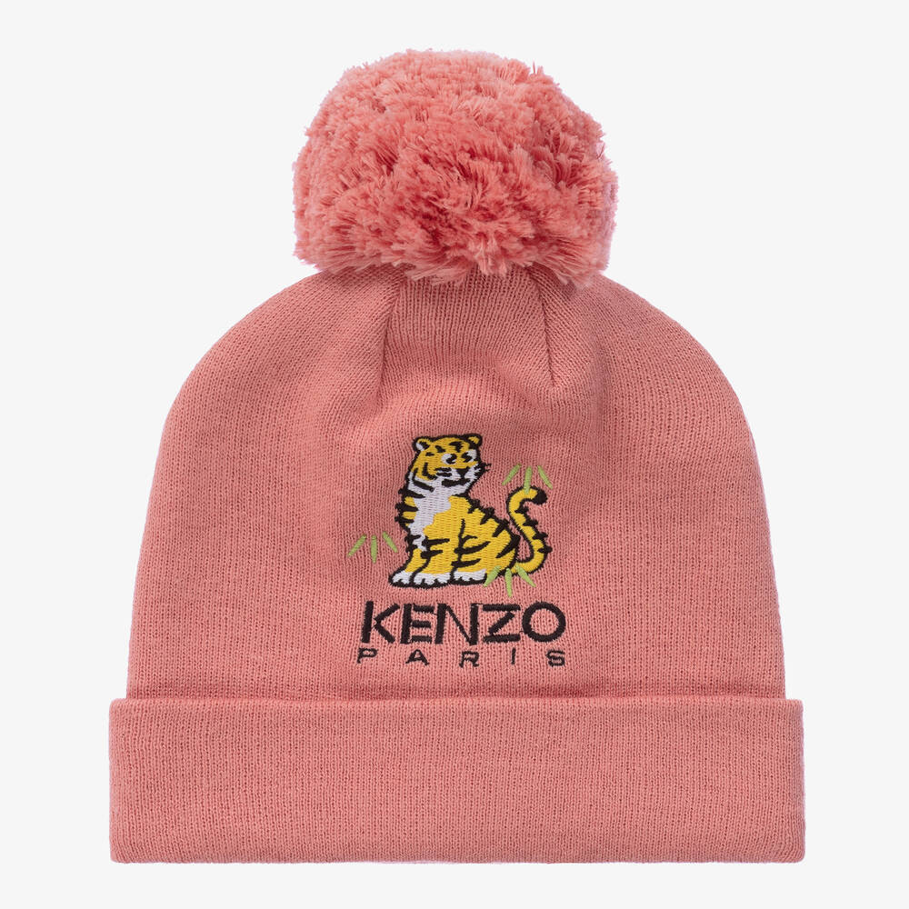 KENZO KIDS - Pink KOTORA Tiger Cotton & Cashmere Hat | Childrensalon