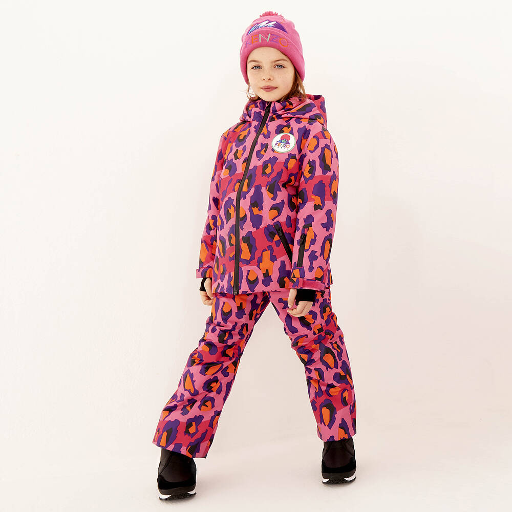 KENZO KIDS-Розовые лыжные брюки с леопардовым принтом | Childrensalon Outlet