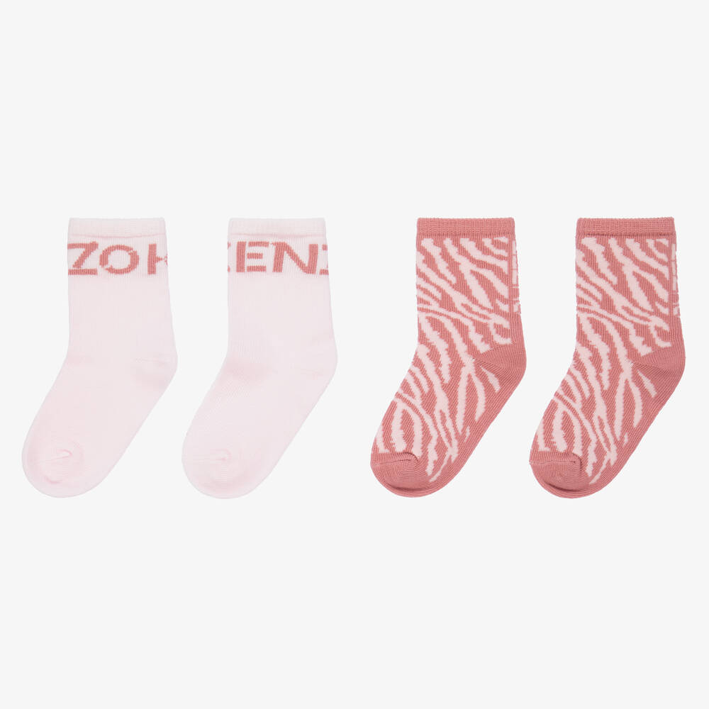 كينزو كيدز-جوارب مزيج قطن لون زهري للمولودات (عدد 2) | Childrensalon Outlet