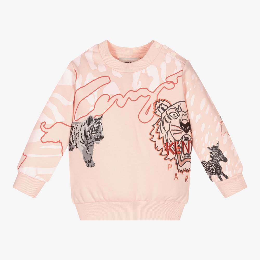 KENZO KIDS - Pink Logo Jersey Sweatshirt | Childrensalon Outlet