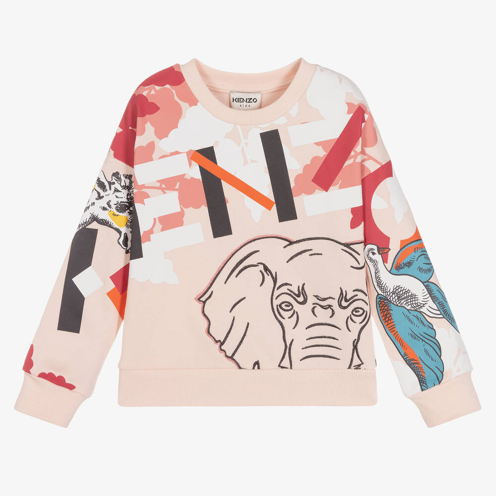 KENZO KIDS - Rosa Sweatshirt mit mehrfarbigem Motiv | Childrensalon