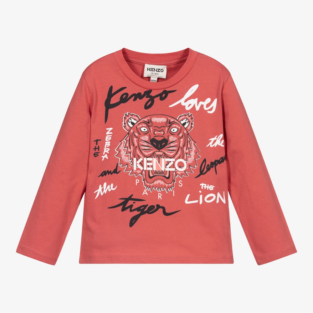 KENZO KIDS - Pink Organic Cotton Tiger Top | Childrensalon