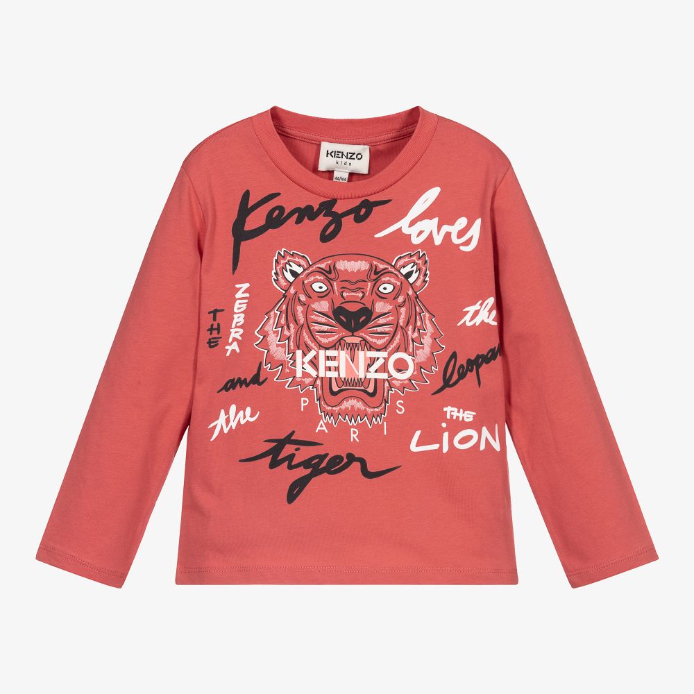 KENZO KIDS - Rosafarbenes Oberteil aus Biobaumwolle mit Tiger | Childrensalon