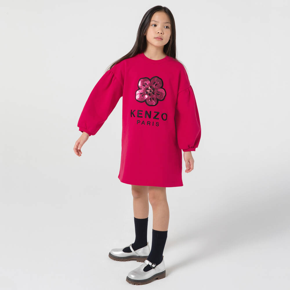 KENZO KIDS-Pink Sweatshirt Dress | Childrensalon Outlet