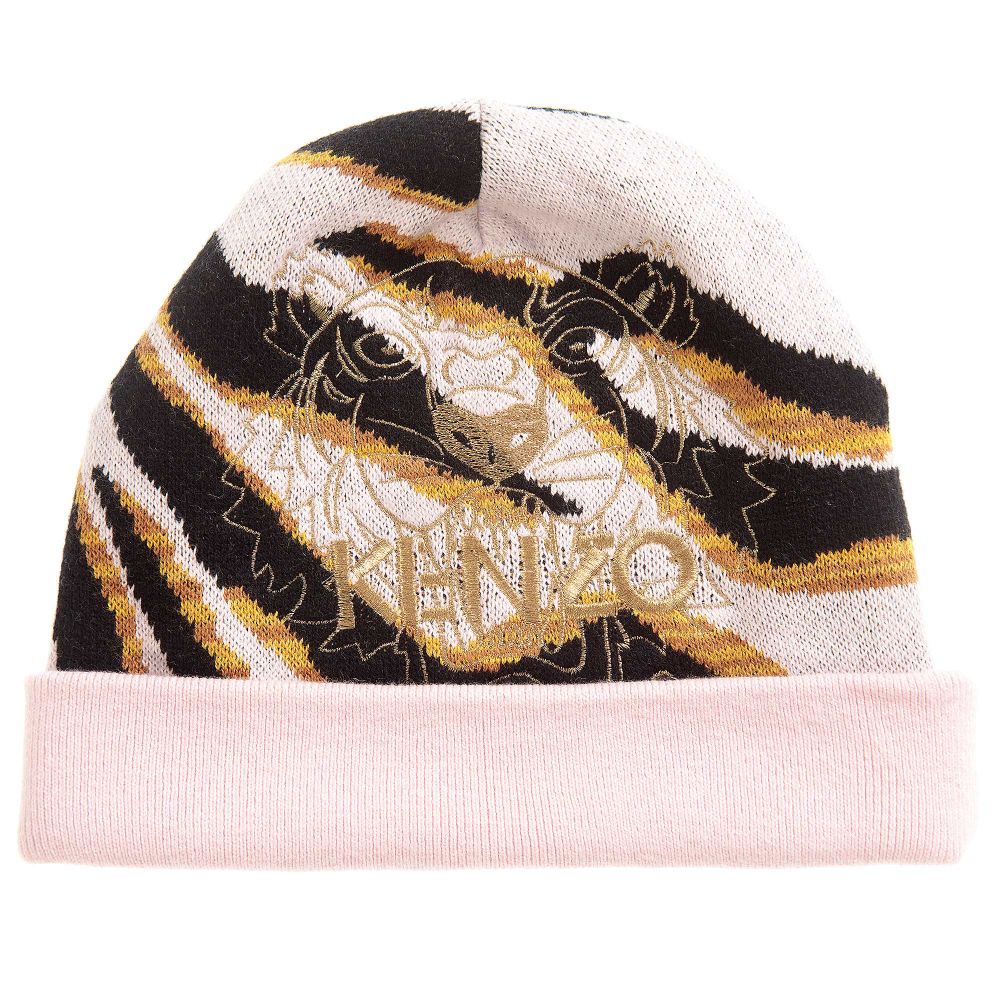KENZO KIDS - Розовая тигровая вязаная шапка | Childrensalon