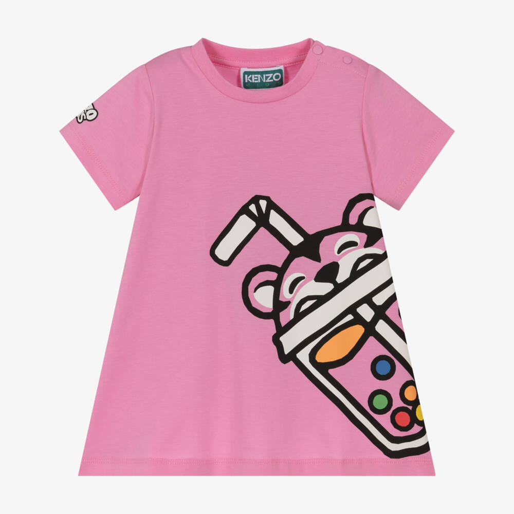KENZO KIDS-Pink Tiger Tee Dress | Childrensalon Outlet