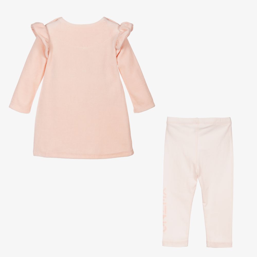 كينزو كيدز-طقم ليغنغز قطن قطيفة لون زهري للمولودات | Childrensalon Outlet