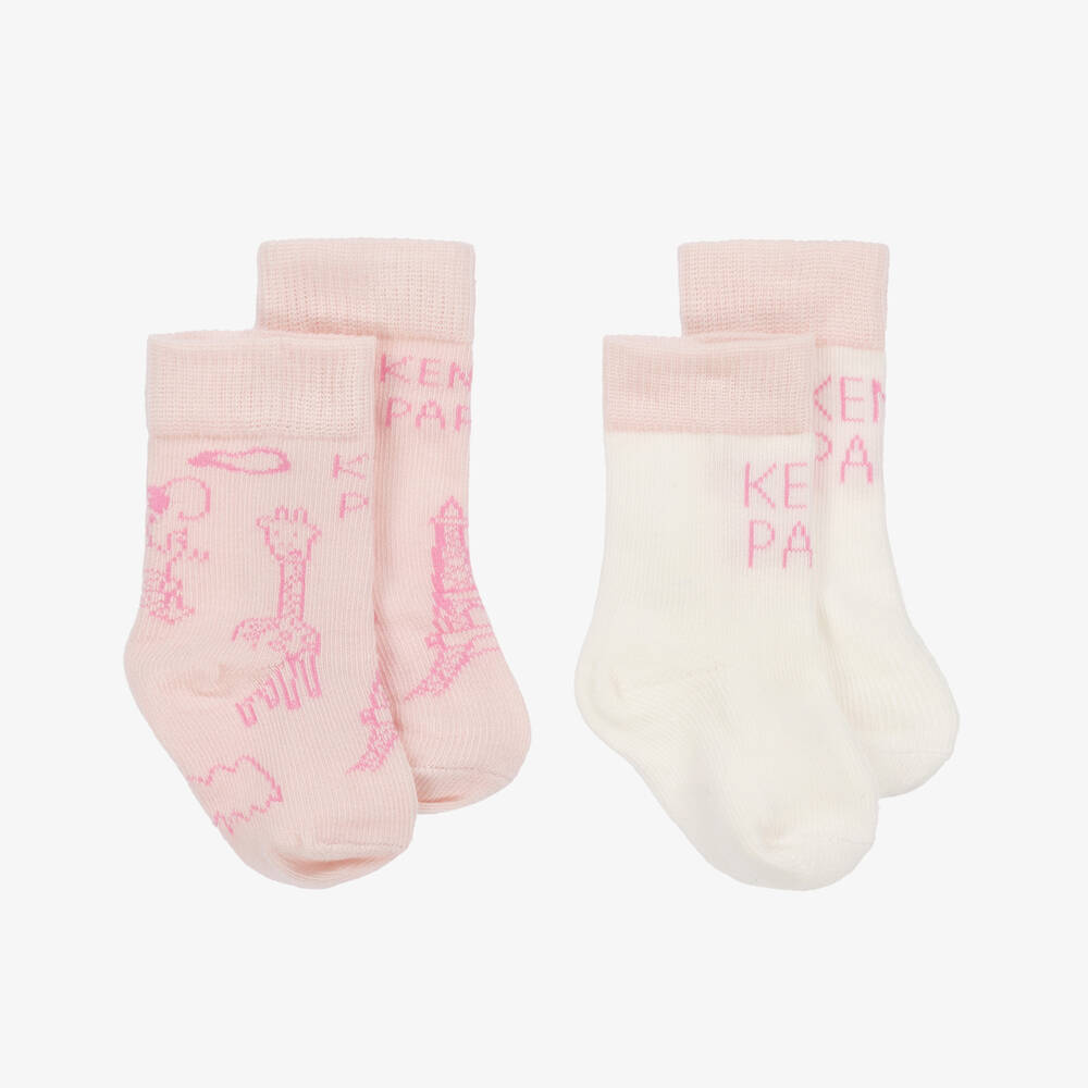 KENZO KIDS - Chaussettes roses et blanches (x 2) | Childrensalon