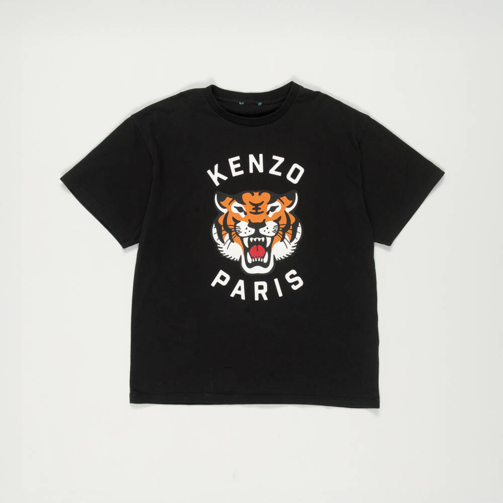 KENZO KIDS-Preloved Black Lucky Tiger Cotton T-Shirt (12years) | Childrensalon Outlet