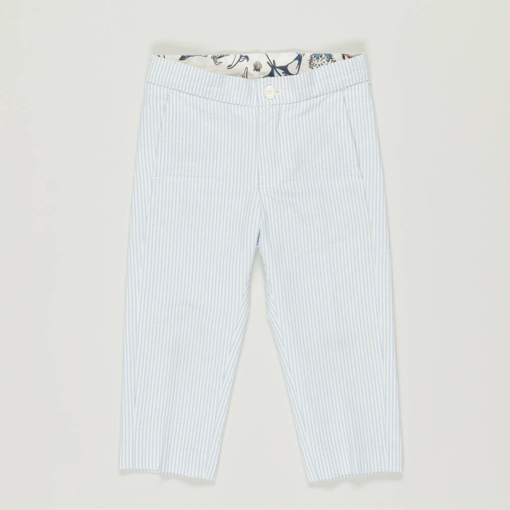 KENZO KIDS-Preloved Boys Blue & White Striped Cotton Trousers (2 years) | Childrensalon Outlet