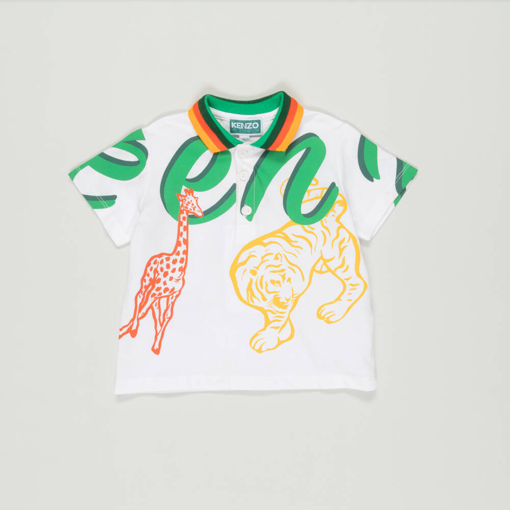 KENZO KIDS-Preloved Boys White Cotton Logo Polo Shirt (12 months) | Childrensalon Outlet