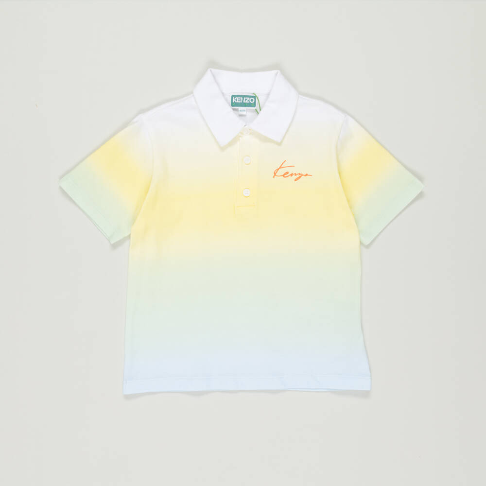 KENZO KIDS-Preloved Boys Yellow & Blue Gradient Polo Shirt (4 years) | Childrensalon Outlet