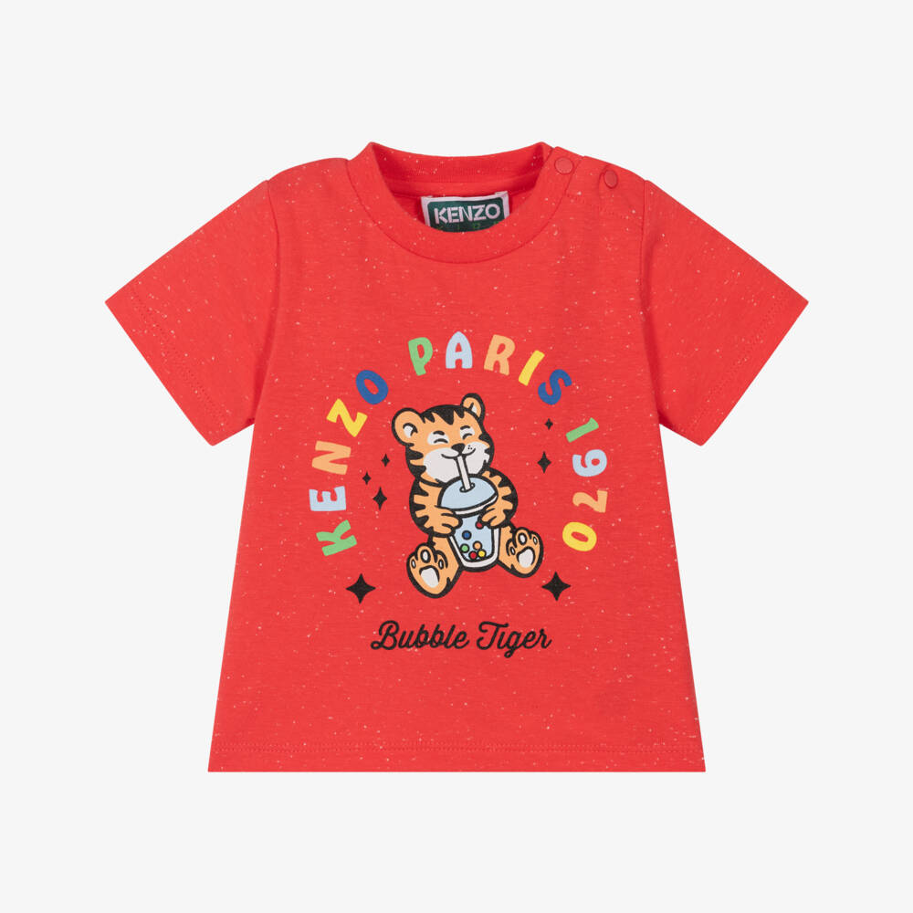 KENZO KIDS-Red Bubble Tiger T-shirt | Childrensalon Outlet
