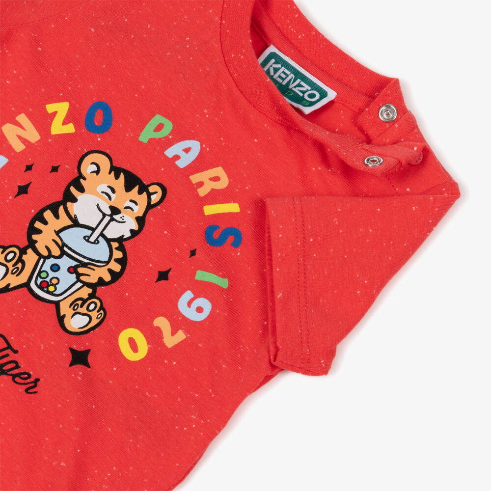 KENZO KIDS-Red Bubble Tiger T-shirt | Childrensalon Outlet