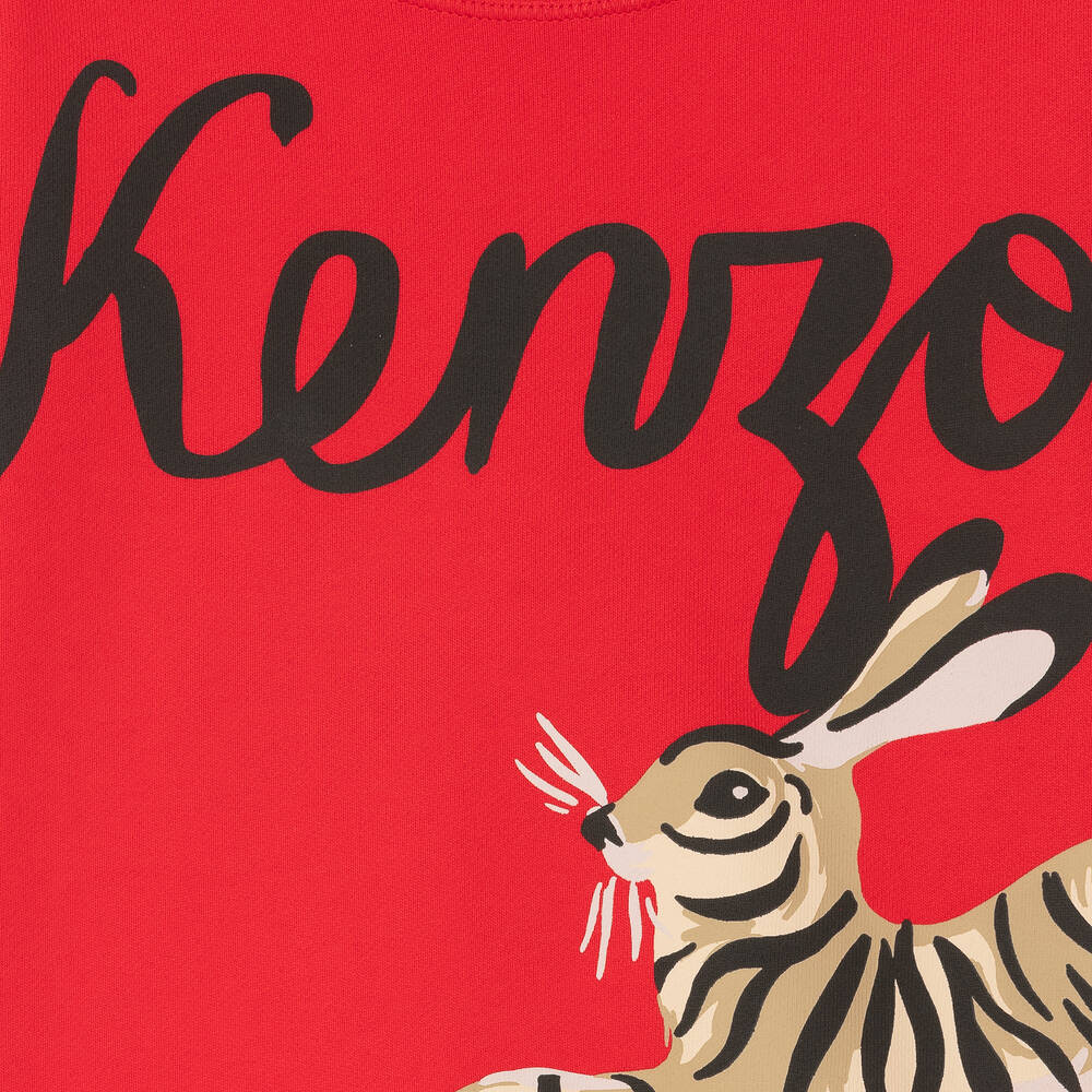 キッズ用トップス KENZO SWEATSHIRTS (K15695 43G) Kenzo Kids Orange Cotton Tiger Sweatshirt