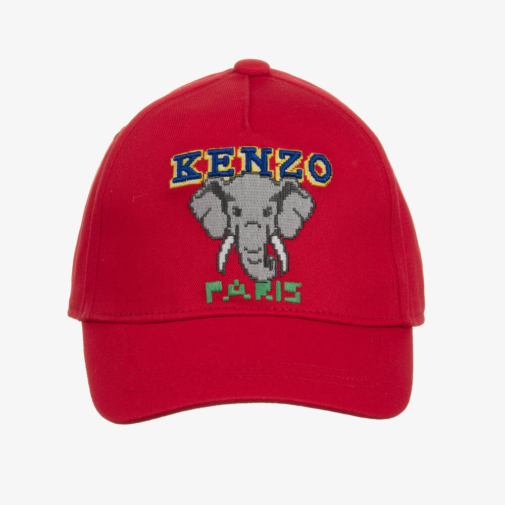 كينزو كيدز-كاب قطن تويل لون أحمر | Childrensalon Outlet