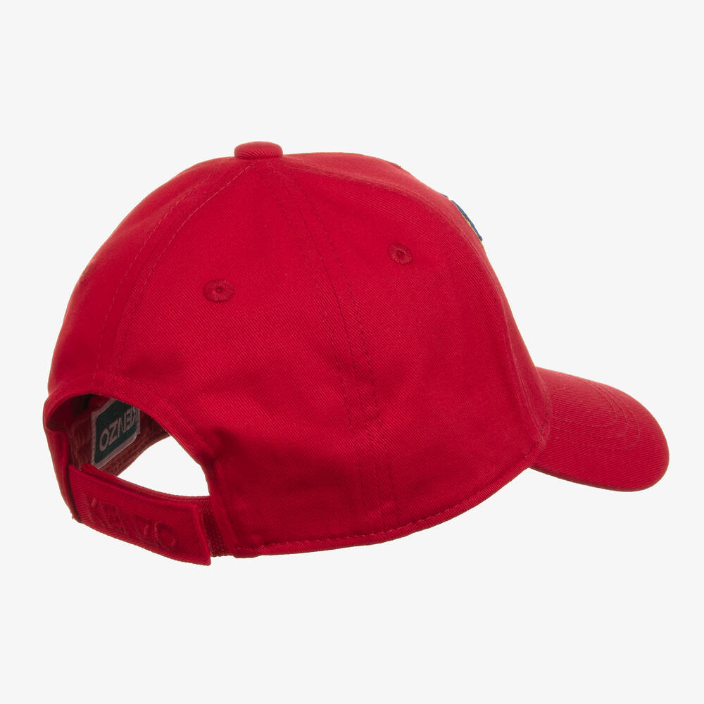KENZO KIDS - Red Cotton Twill Elephant Cap | Childrensalon