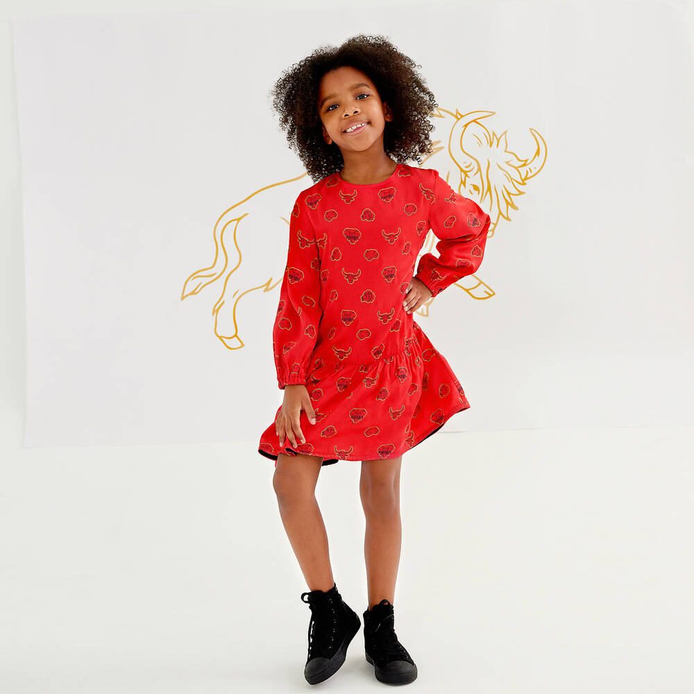 KENZO KIDS Red Elephant Ox Dress Childrensalon Outlet