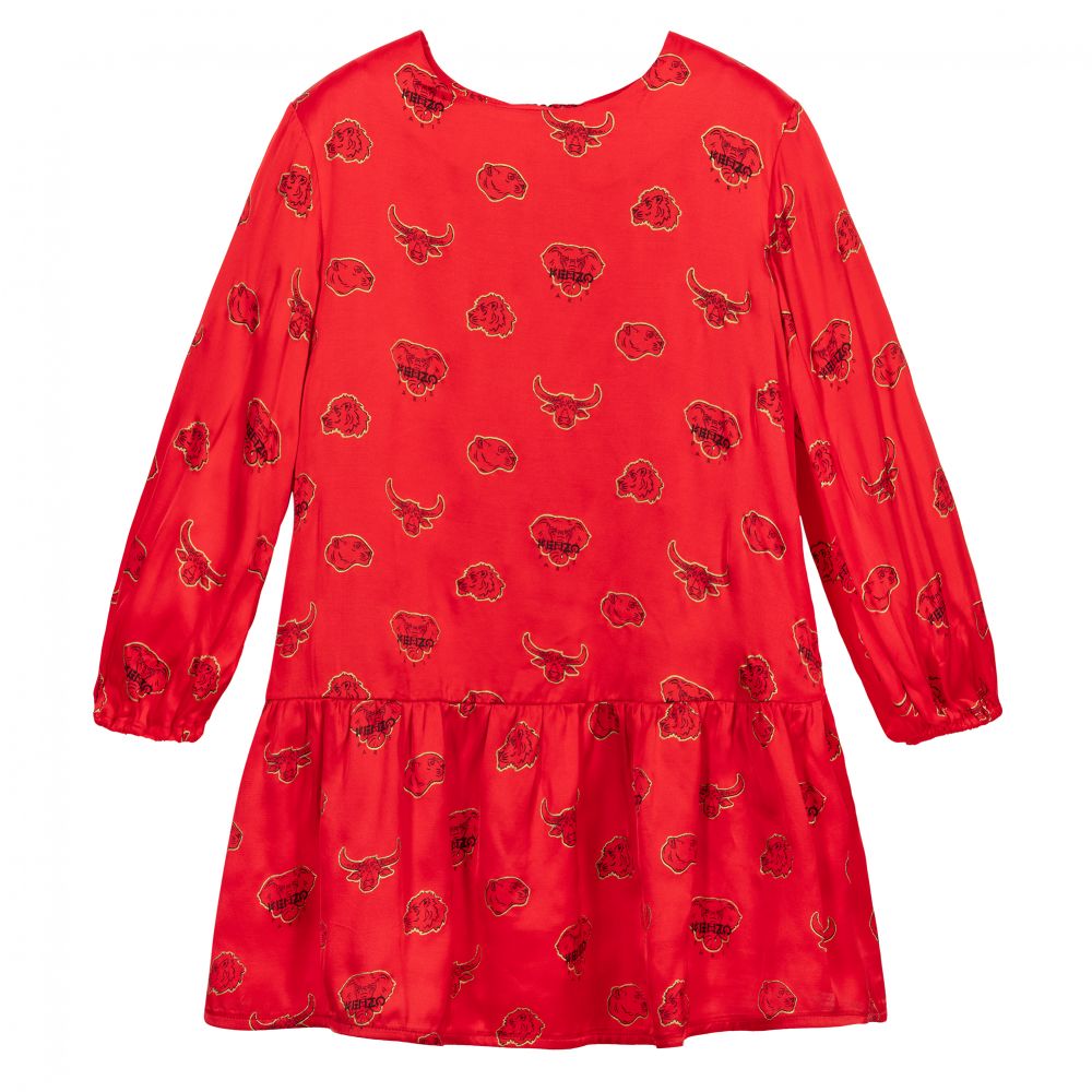 KENZO KIDS - Robe rouge Éléphant et bœuf | Childrensalon