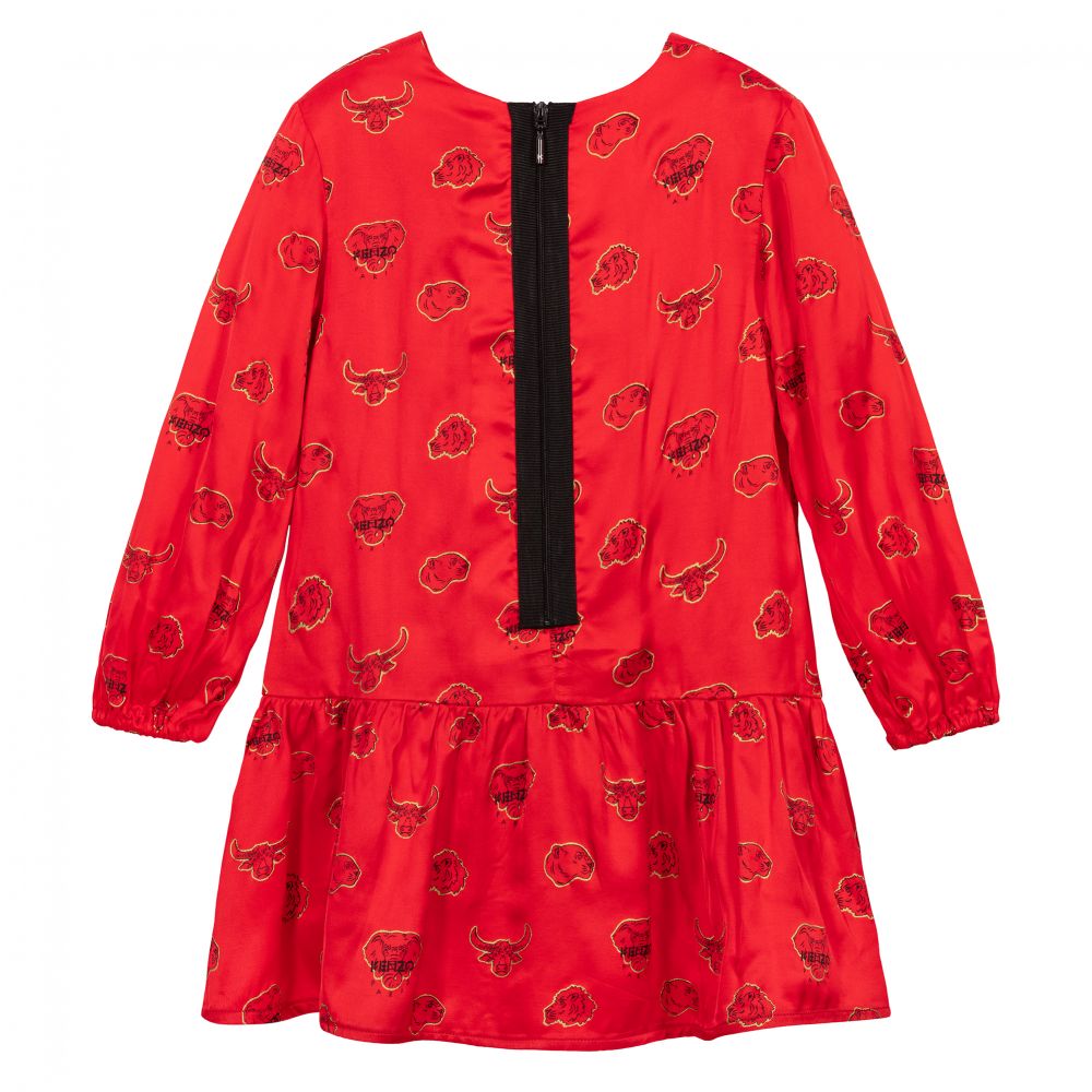 KENZO KIDS-فستان فيسكوز لون أحمر | Childrensalon Outlet