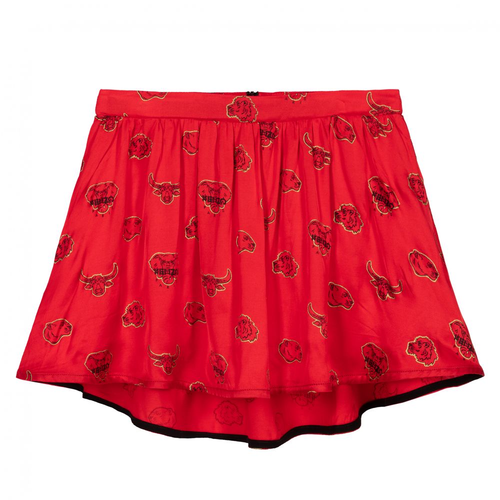 KENZO KIDS - Красная юбка со слонами и буйволами | Childrensalon