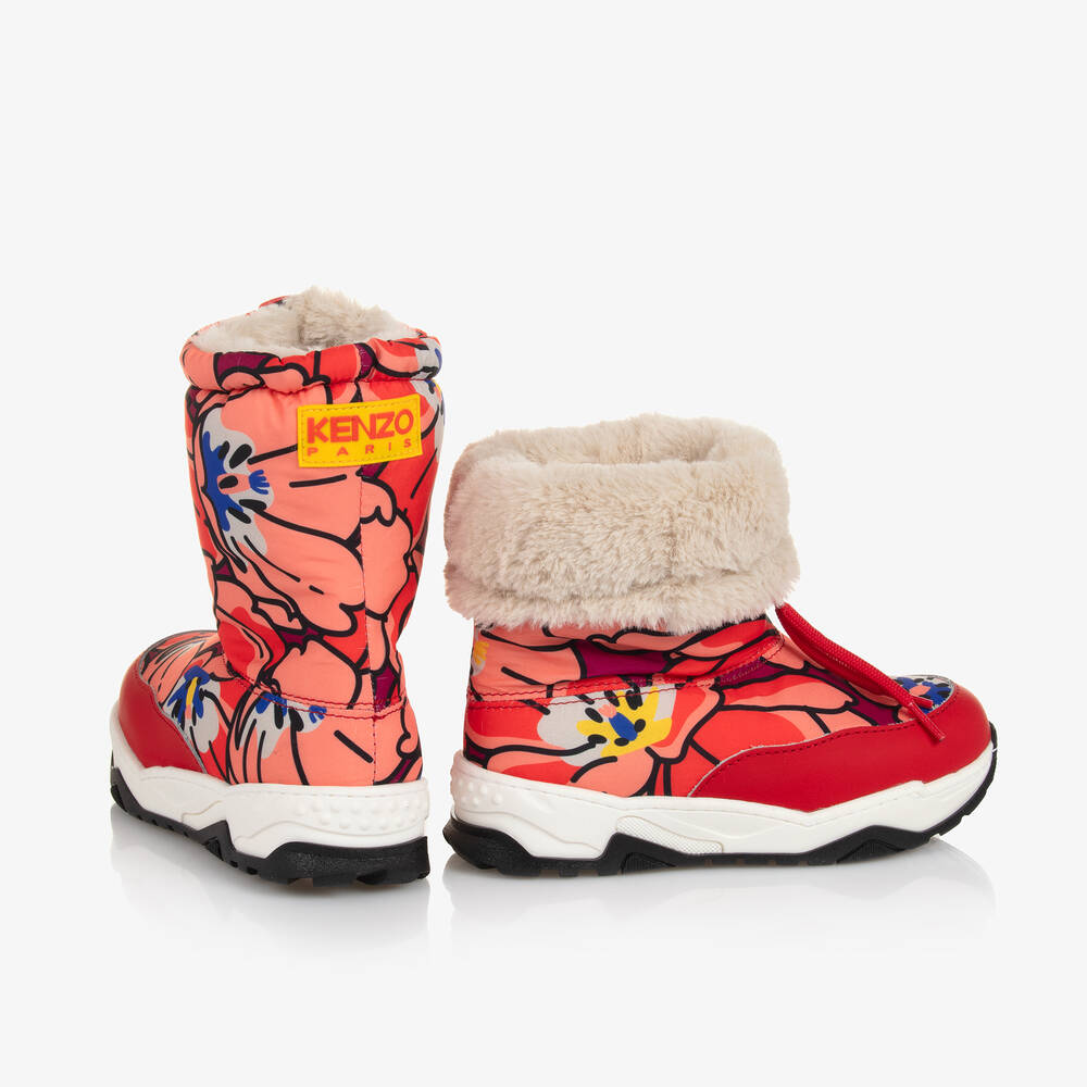 KENZO KIDS Red Floral Snow Boots