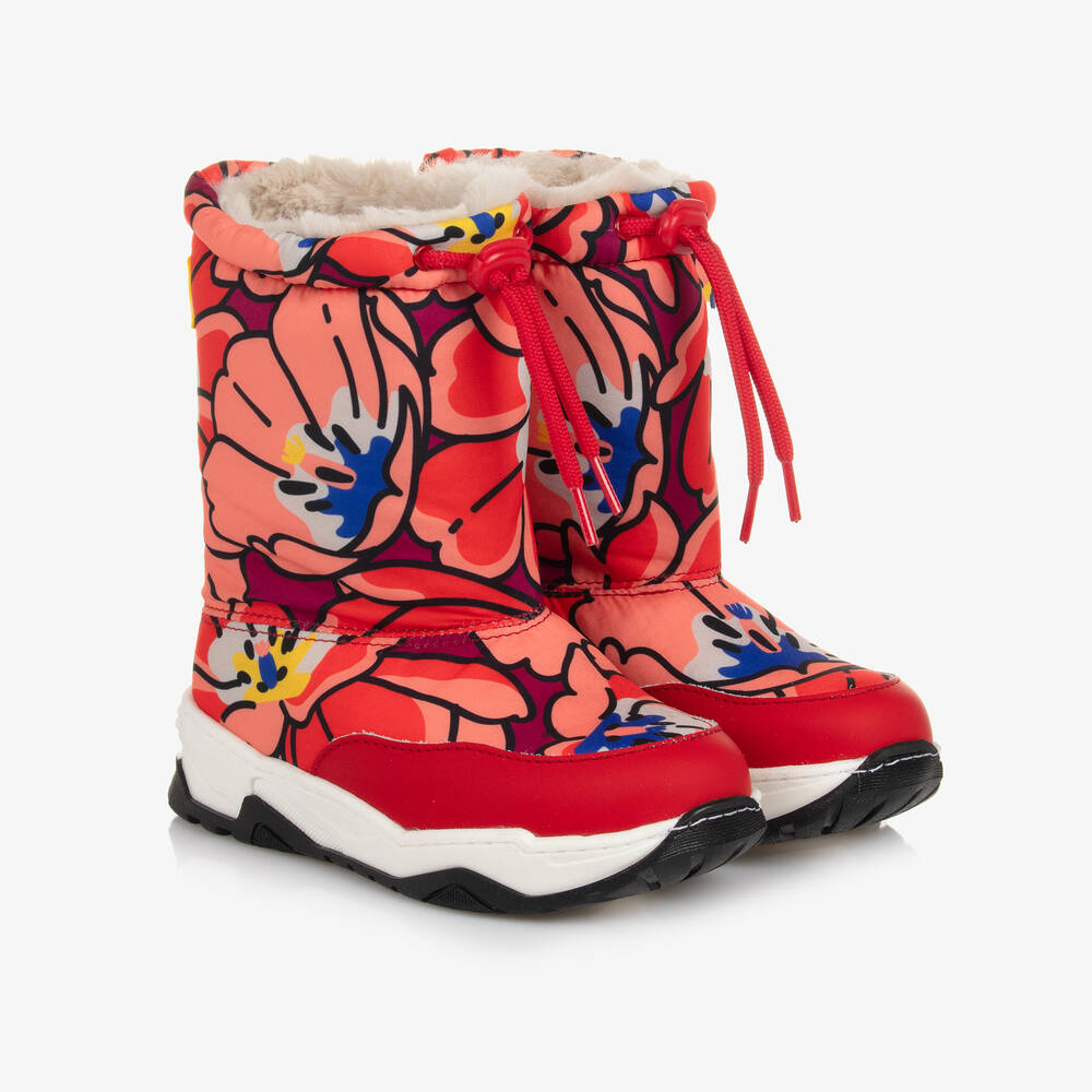 KENZO KIDS - Red Floral Snow Boots | Childrensalon