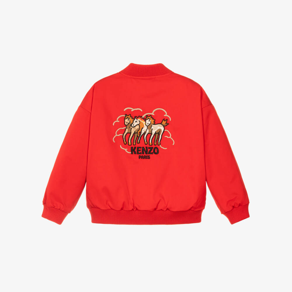 KENZO KIDS-Red Horses Bomber Jacket | Childrensalon Outlet