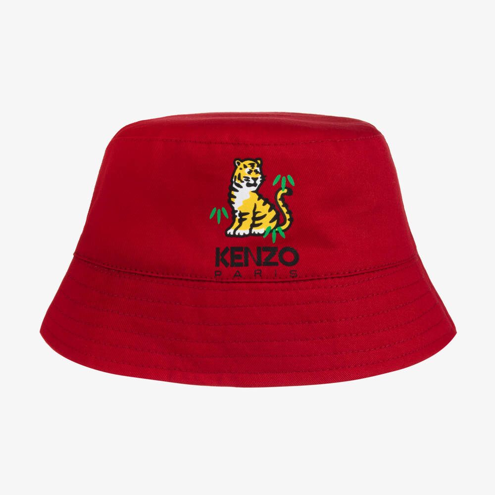 KENZO KIDS - قبعة قطن تويل لون أحمر | Childrensalon