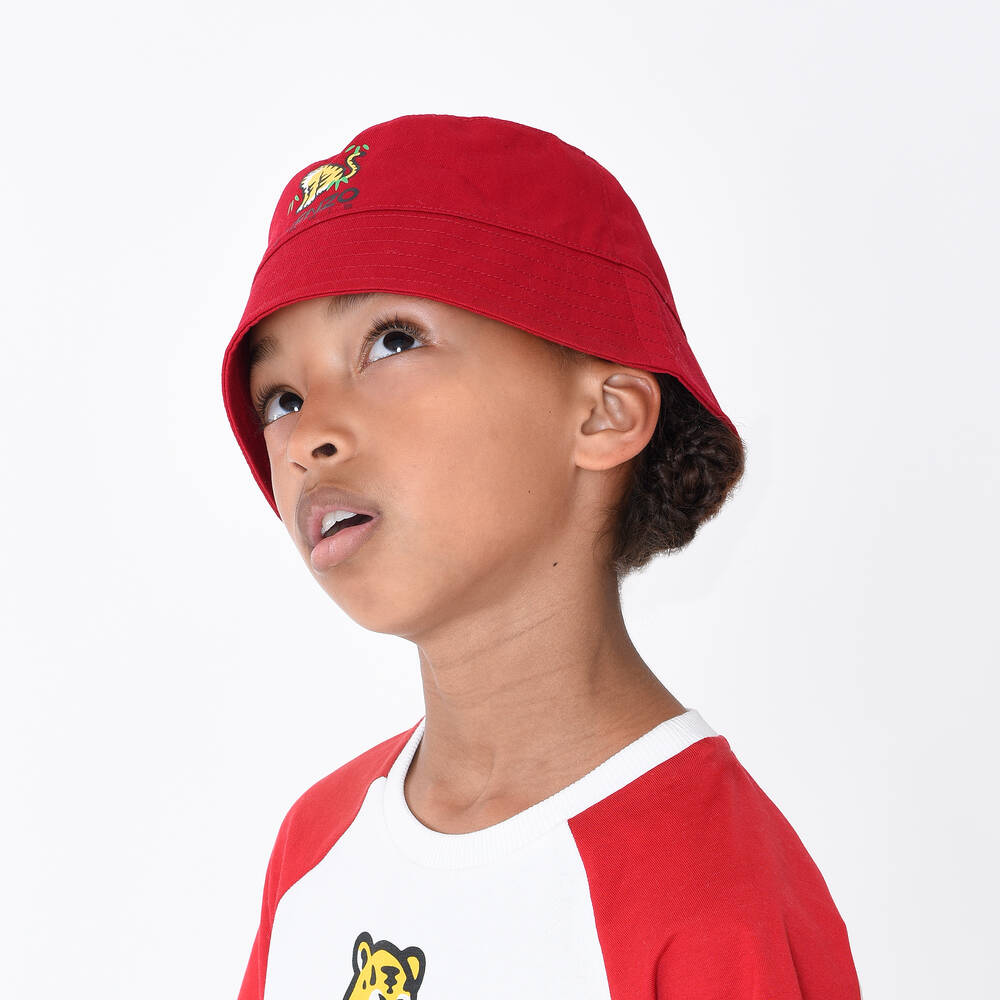 Kids red bucket hat clearance