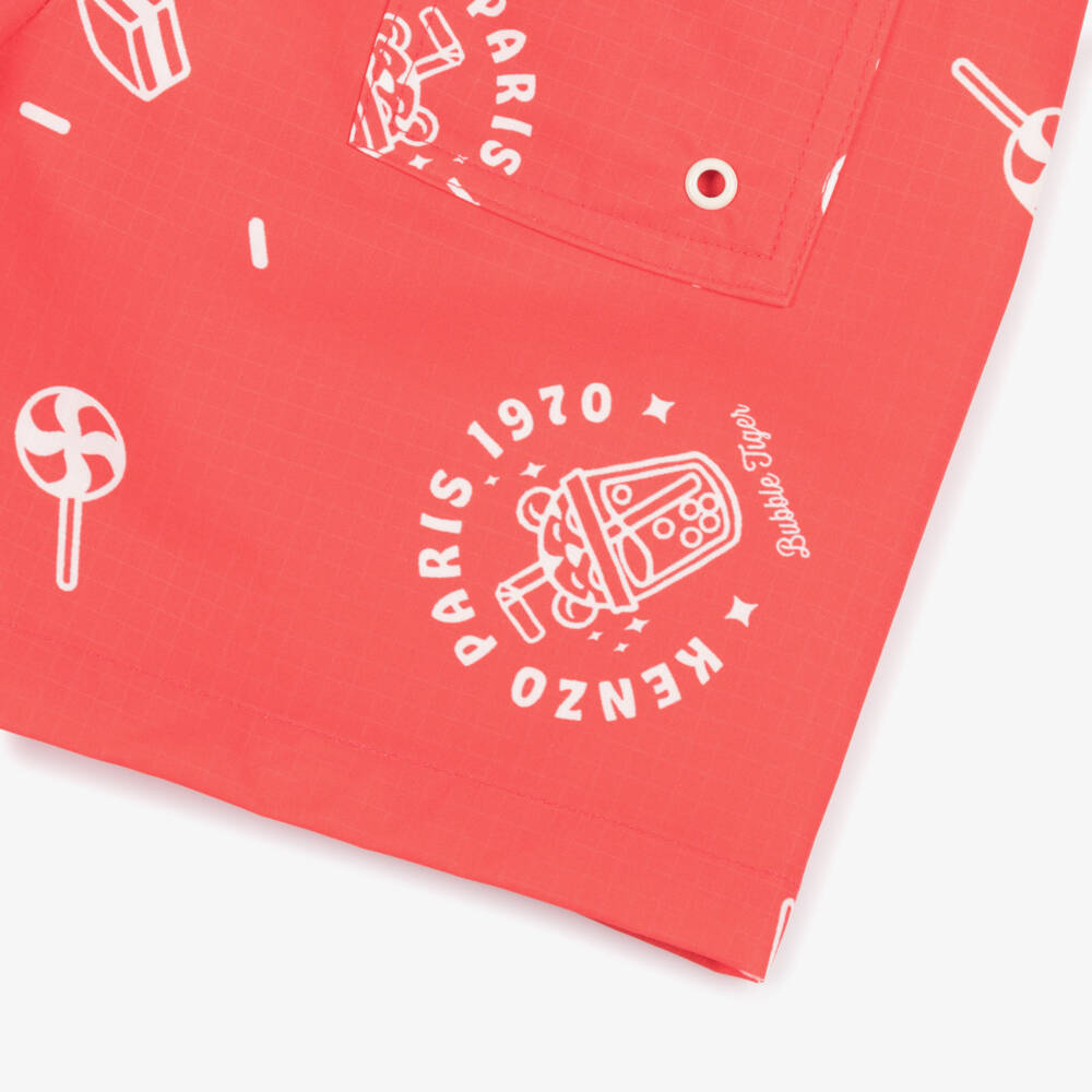 KENZO KIDS-Red Logo Swim Shorts | Childrensalon Outlet