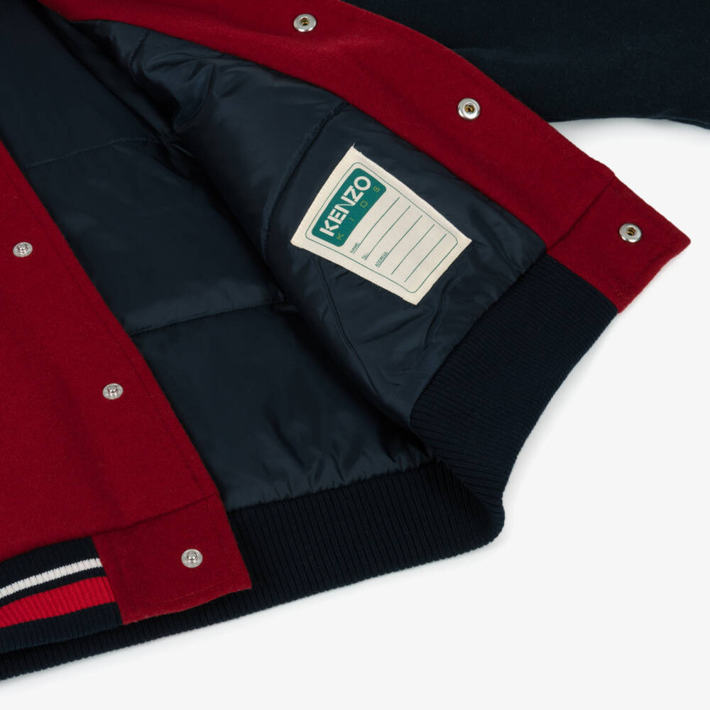 KENZO KIDS-Red & Navy Blue Varsity Bomber Jacket | Childrensalon Outlet