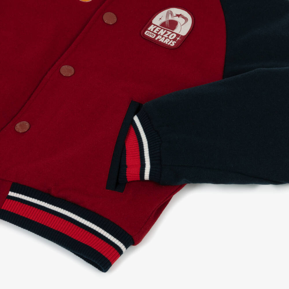 KENZO KIDS-Red & Navy Blue Varsity Bomber Jacket | Childrensalon Outlet