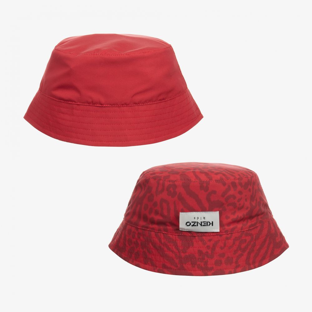 KENZO KIDS-Red Reversible Bucket Hat | Childrensalon Outlet