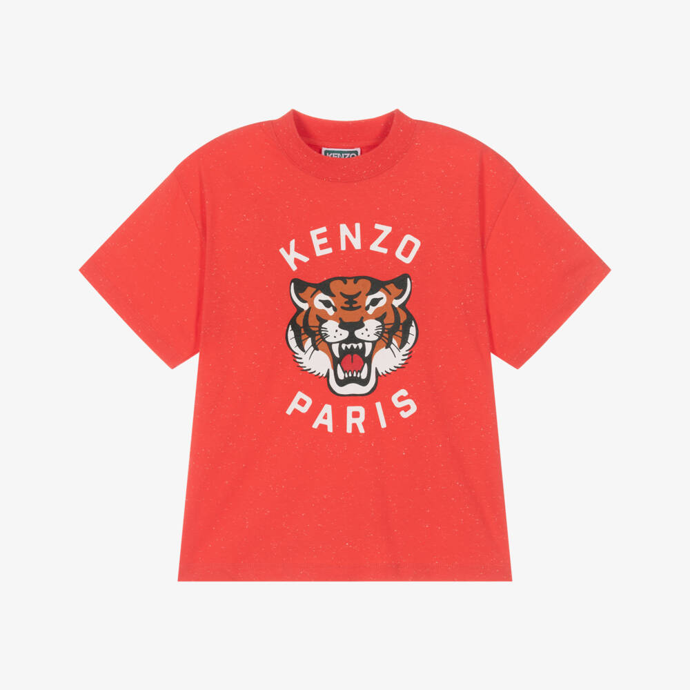 KENZO KIDS-Red Tiger Logo T-shirt | Childrensalon Outlet
