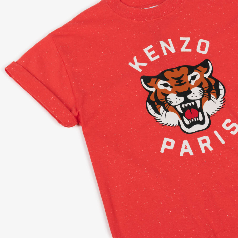 KENZO KIDS-Red Tiger Logo T-shirt | Childrensalon Outlet
