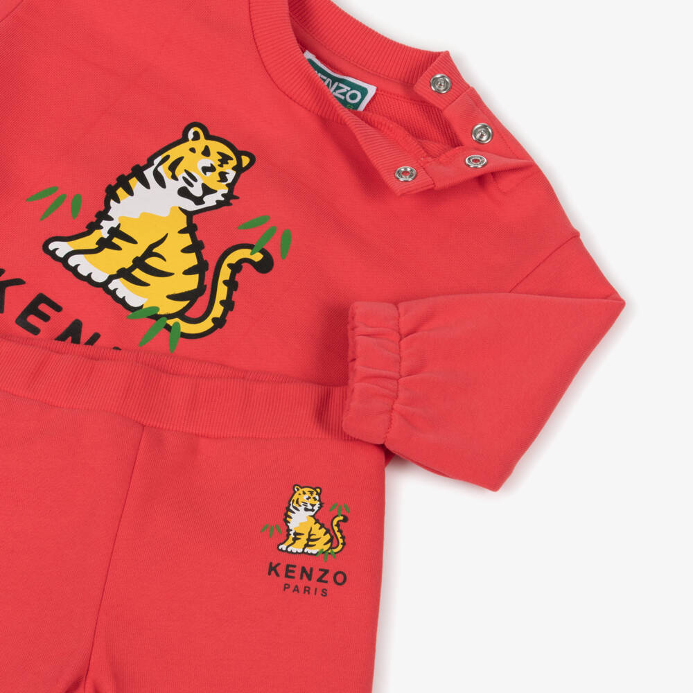 KENZO KIDS-Red Tiger Logo Tracksuit | Childrensalon Outlet