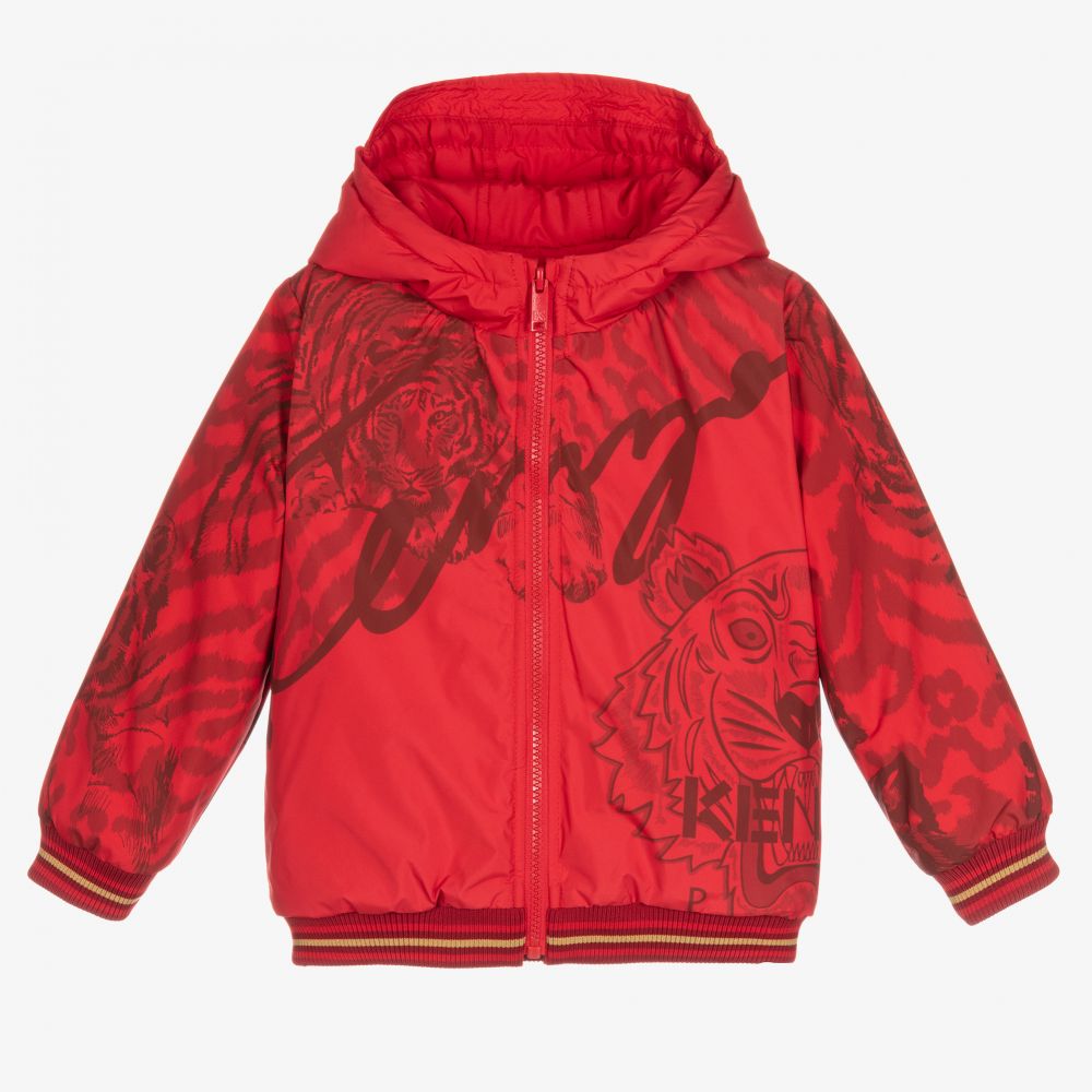 KENZO KIDS - Rote Steppjacke mit Tiger-Print | Childrensalon