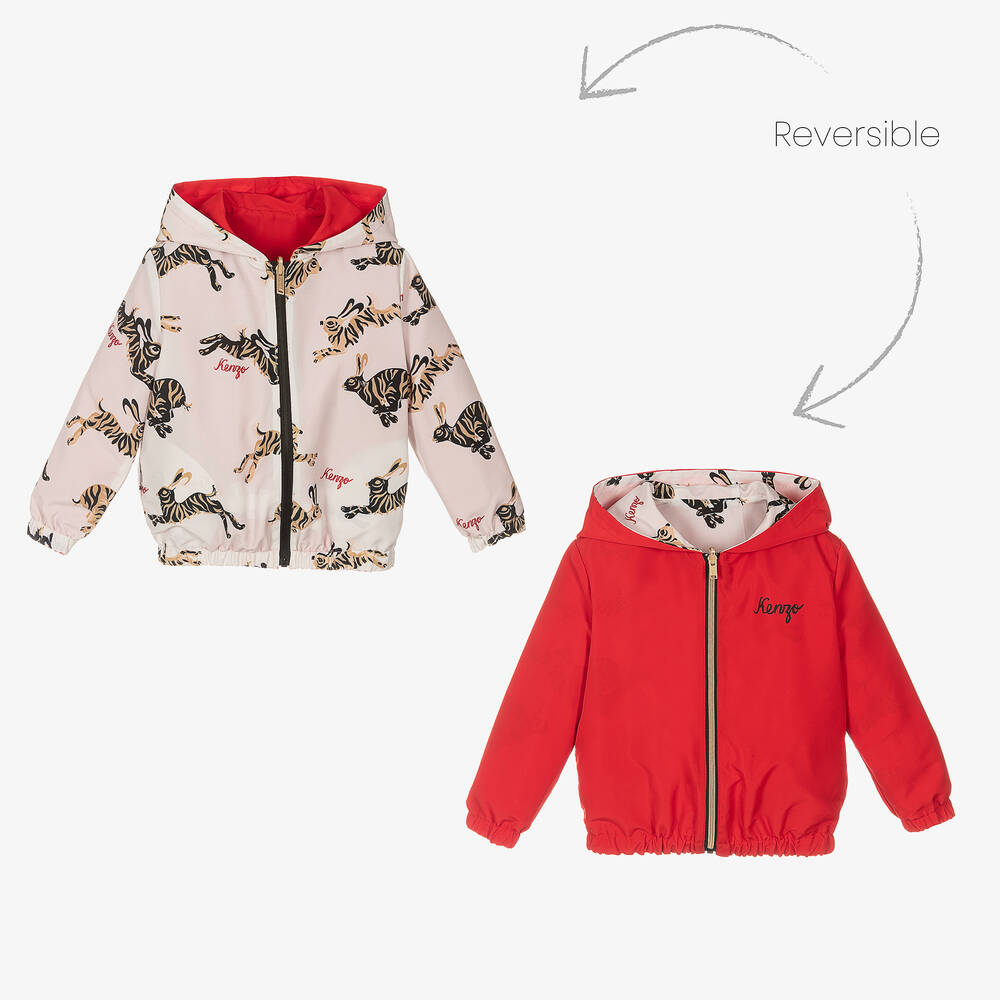 KENZO KIDS - Reversible Red & Ivory Logo Windbreaker | Childrensalon