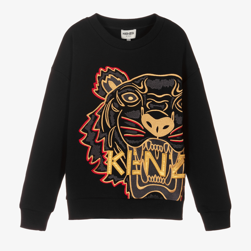 KENZO KIDS - Teen Black Tiger Sweatshirt | Childrensalon