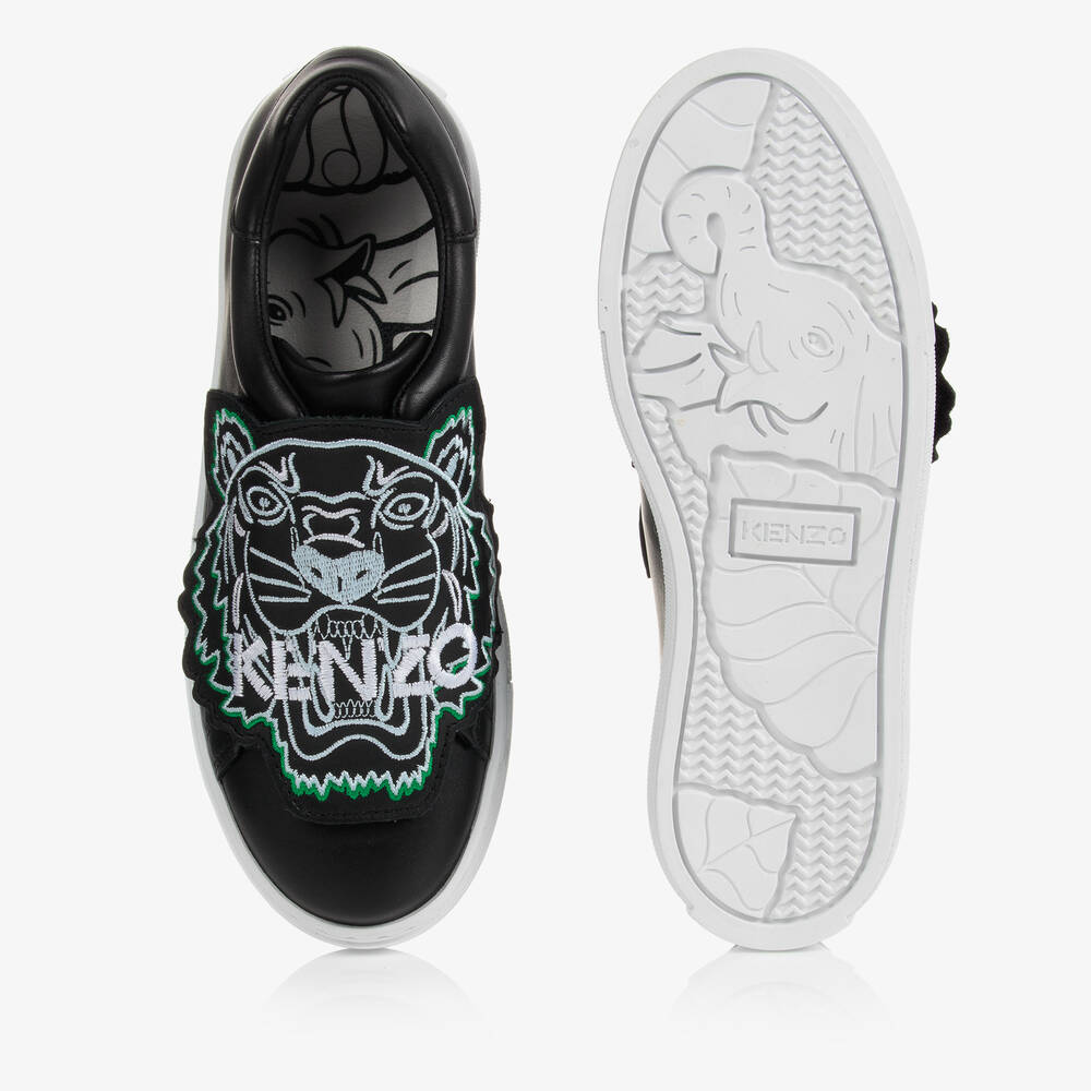 KENZO KIDS Teen Black Tiger Trainers Childrensalon Outlet
