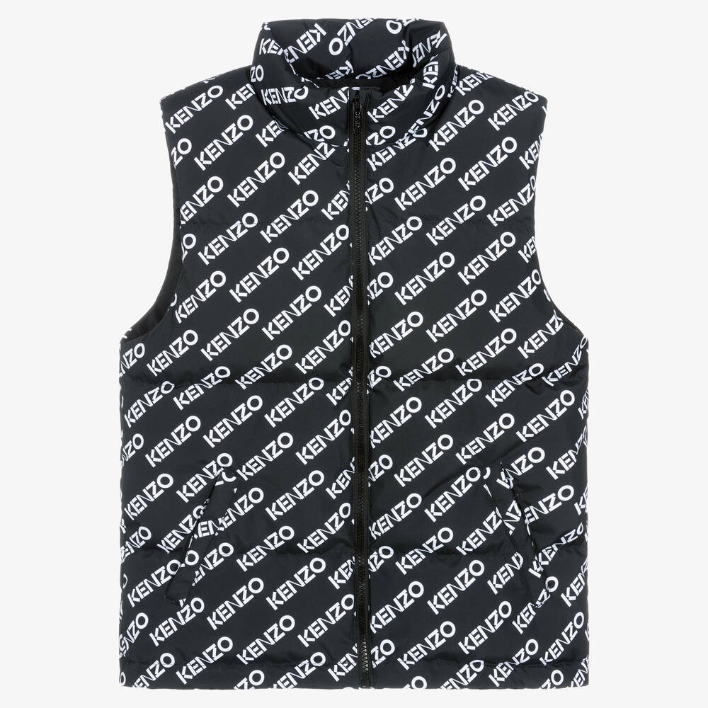 KENZO KIDS - Teen Black & White Down Puffer Gilet | Childrensalon