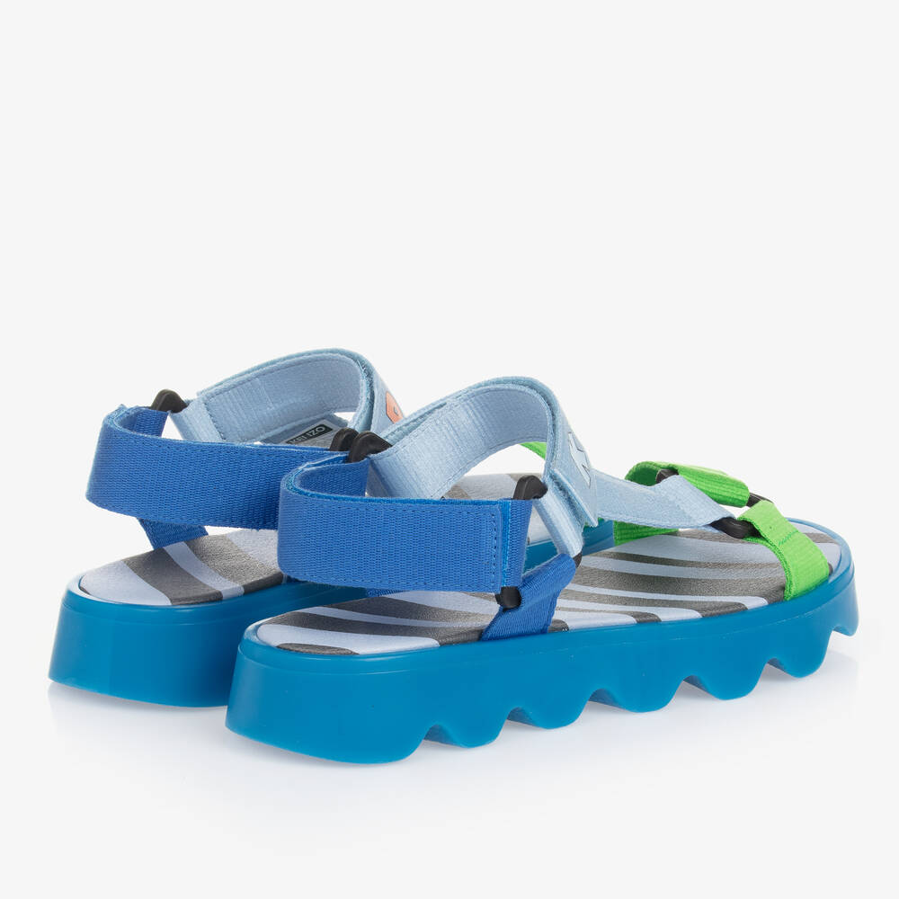 KENZO KIDS-صندل بشريط لاصق لون أزرق بألوان بلوك | Childrensalon Outlet