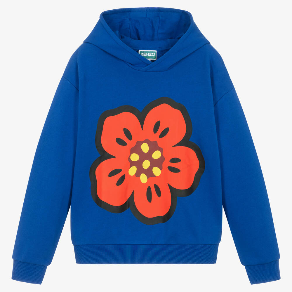 KENZO KIDS - Sweat à capuche bleu à fleur Boke | Childrensalon