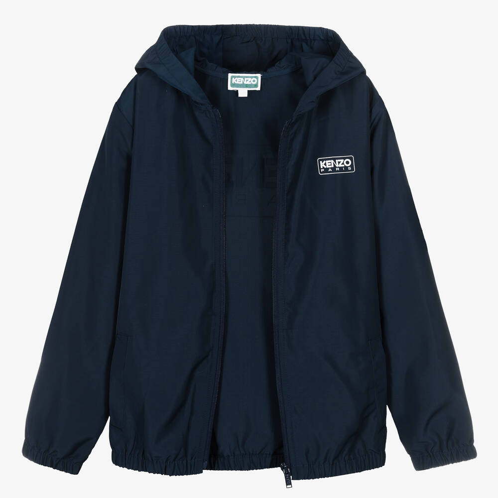 KENZO KIDS Teen Blue Hooded Windbreaker Jacket