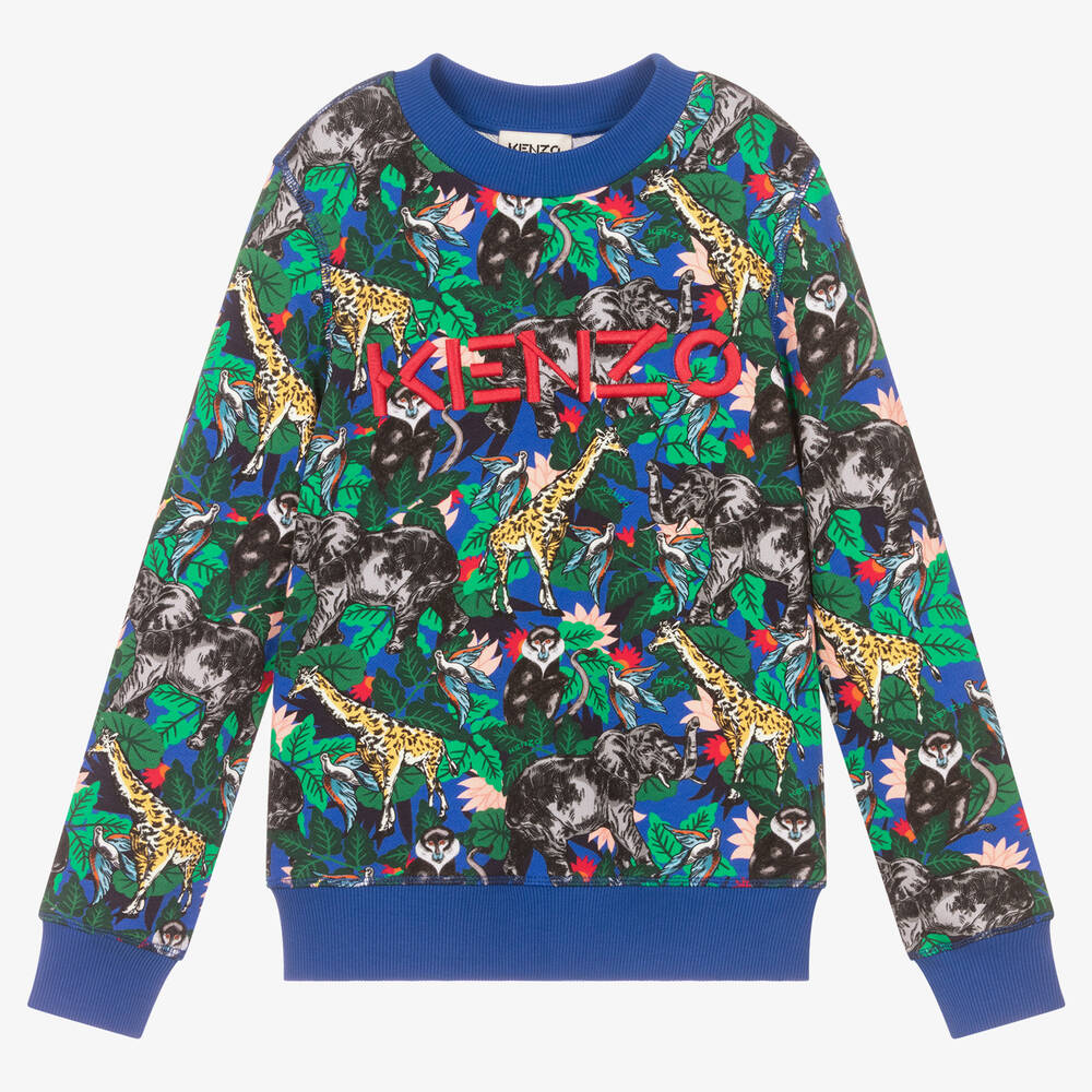 KENZO KIDS - Blaues Teen Dschungel-Sweatshirt | Childrensalon