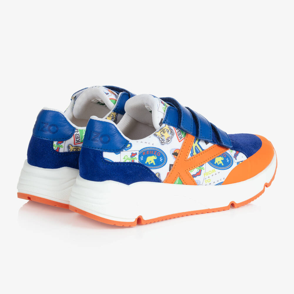 KENZO KIDS-Teen Blue Suede Velcro Trainers | Childrensalon Outlet